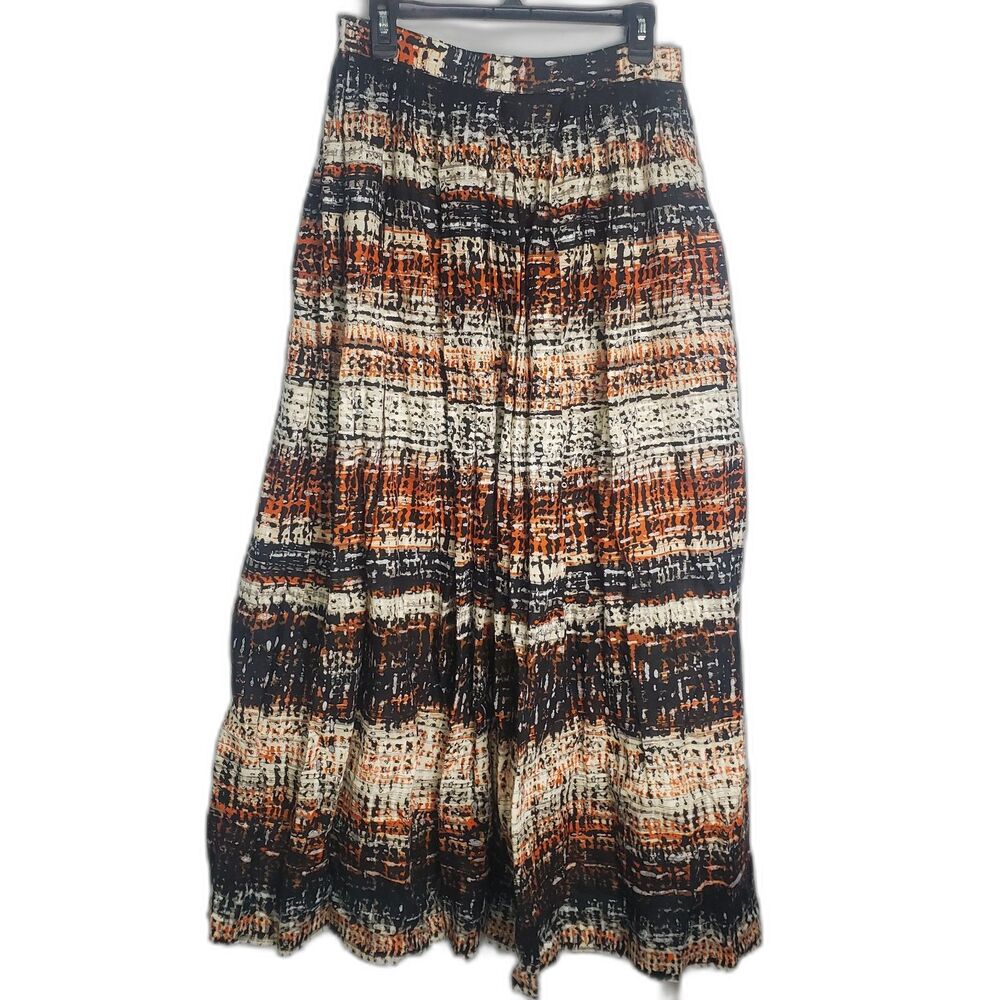 Pleated Maxi Skirt in Brown Stripes - Picture 3 of 9
